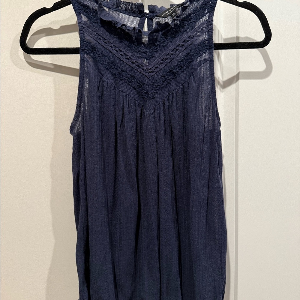 Lucky Brand Navy Lace Tank Top